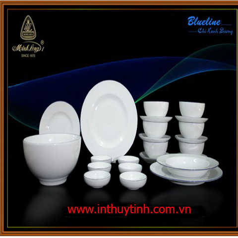 BỘ BÀN ĂN 23SP CHỈ XANH DƯƠNG