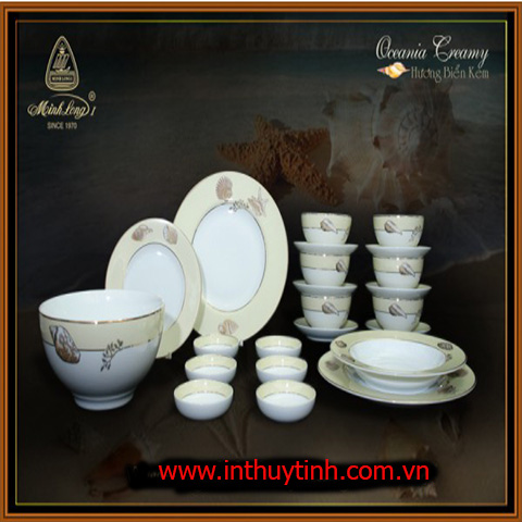 BỘ BÀN ĂN 23SP HƯƠNG BIỂN KEM