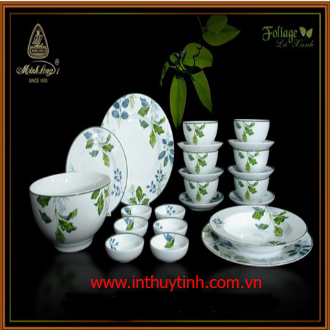 BỘ BÀN ĂN 23SP LÁ XANH
