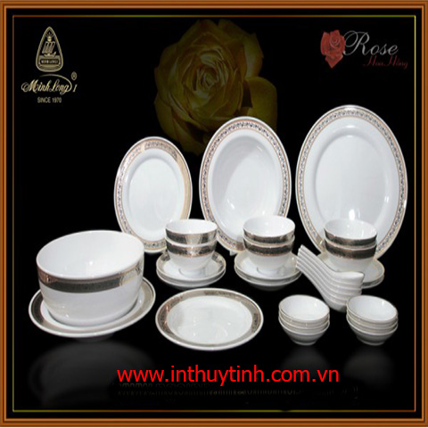 BỘ BÀN ĂN 30SP HOA HỒNG