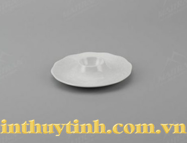 Dĩa ăn trứng Gốm sứ Minh Long Sen trắng 13cm